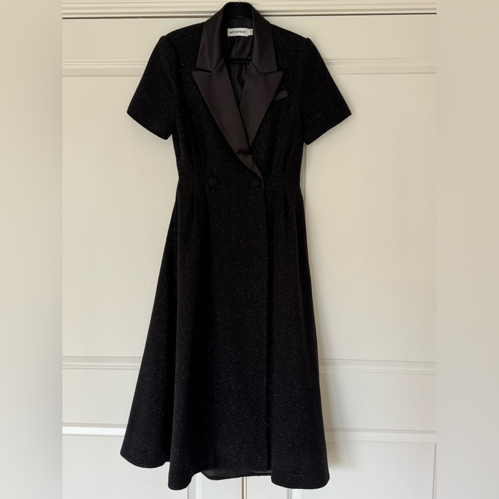 Self-Portrait Tuxedo Black Snap Dress US6